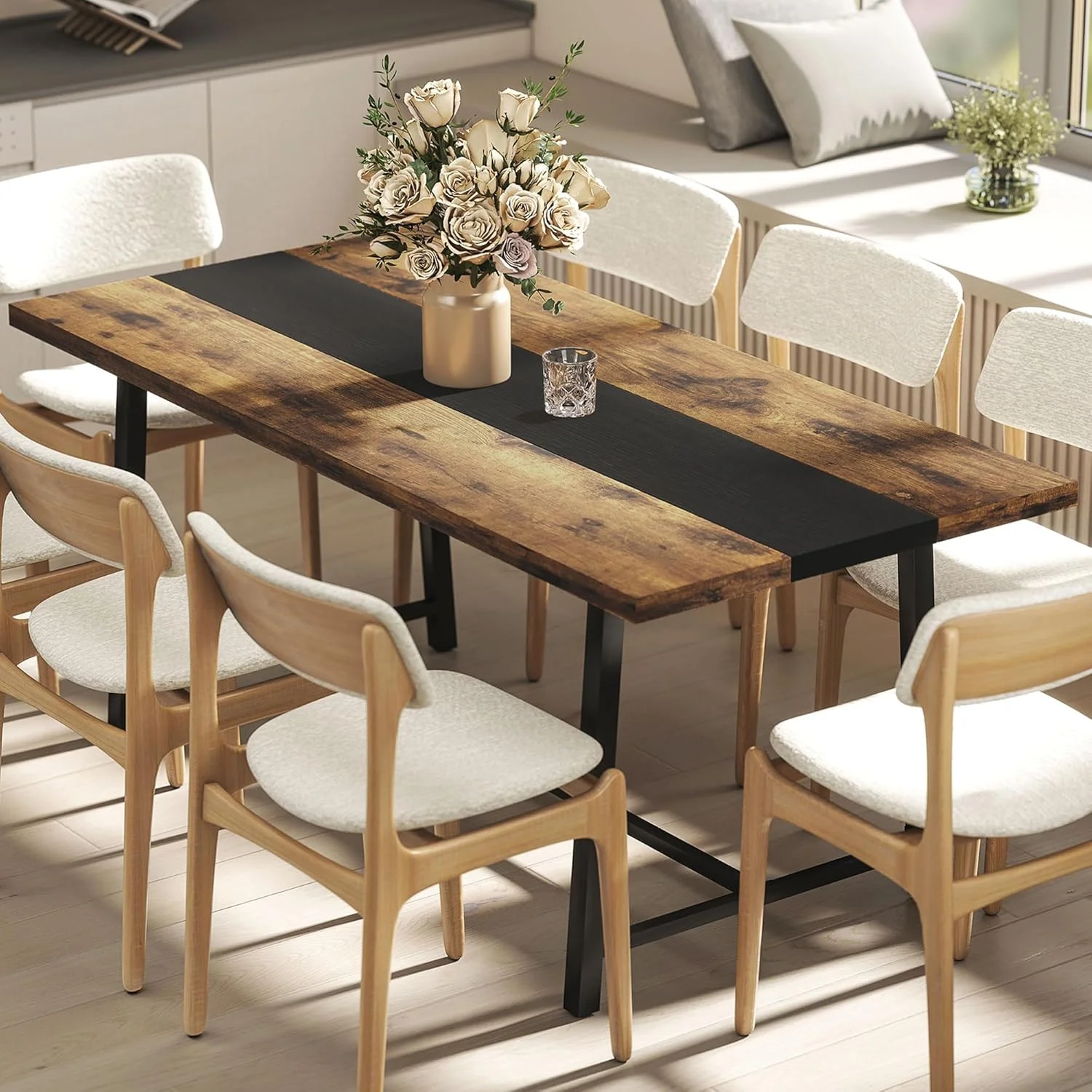 Long Rectangular Kitchen Table with Large Tabletop